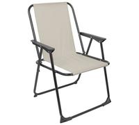 Harbour Housewares Folding Metal Beach Chair - Matt Black/beige