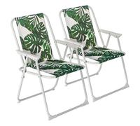 Harbour Housewares Folding Metal Beach Chairs - Banana Leaf - Pack Of 2