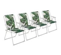 Harbour Housewares Folding Metal Beach Chairs - Banana Leaf - Pack Of 4