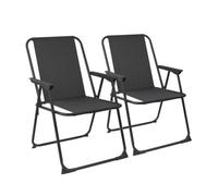 Harbour Housewares Folding Metal Beach Chairs - Black - Pack Of 2