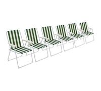 Harbour Housewares Folding Metal Beach Chairs - Green Stripe - Pack Of 6