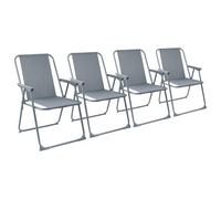 Harbour Housewares Folding Metal Beach Chairs - Grey - Pack Of 4