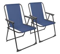 Harbour Housewares Folding Metal Beach Chairs - Matt Black - Pack of 2 in Navy Harbour Housewares Navy