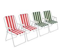 Harbour Housewares Folding Metal Beach Chairs - Red/green Stripe - Pack Of 4