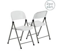 Harbour Housewares Folding Trestle Chairs - White - Pack Of 2