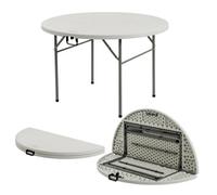 Harbour Housewares Folding Trestle Table - 120Cm - White - Round Portable Space Saving Heavy Duty Table Indoor & Outdoor