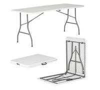 Harbour Housewares Folding Trestle Table - 180Cm - White - Rectangle Portable Space Saving Heavy Duty Table Indoor & Outdoor
