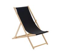 Harbour Housewares Folding Wooden Beach Deck Chair - Black