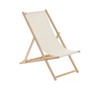 Harbour Housewares Folding Wooden Beach Deck Chair - Natural
