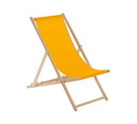 Harbour Housewares Folding Wooden Beach Deck Chair - Orange