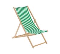 Harbour Housewares Folding Wooden Deck Chair Green Stripe Harbour Housewares Green