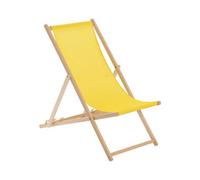 Harbour Housewares Folding Wooden Deck Chair - Yellow