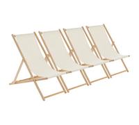 Harbour Housewares Folding Wooden Deck Chairs - Natural - Pack Of 4