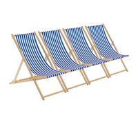 Harbour Housewares Folding Wooden Deck Chairs Navy Stripe Pack of 4 Harbour Housewares Navy
