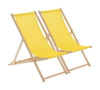 Harbour Housewares Folding Wooden Deck Chairs - Yellow - Pack Of 2