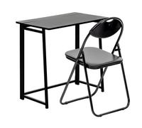 Harbour Housewares Folding Wooden Desk & Chair Set - Durable Compact Computer Study Set in Black Harbour Housewares Black
