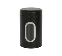 Harbour Housewares Food Storage Container - Black - 1x Metal Kitchen Caddy Barrel with Airtight Lid & Transparent Viewing Window Stainless Steel Storage Tins for Kitchen Bench or Pantry