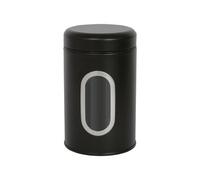 Harbour Housewares Food Storage Container - Black - 1X Metal Kitchen Caddy Barrel With Airtight Lid & Transparent Viewing Window