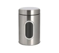 Harbour Housewares Food Storage Container - Brushed - 1X Metal Kitchen Caddy Barrel With Airtight Lid & Transparent Viewing Window