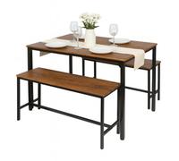 Harbour Housewares Four-Seater Compact Dining Set - Brown/black