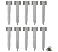 Harbour Housewares Galvanised Steel Railway Sleeper Brackets With Fixings - 40Cm - 10X Heavy Duty Metal Garden Ground Stakes