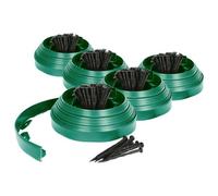 Harbour Housewares Garden Edging 50M X 4Cm Green Plastic Border With 200 Pegs - Flexible Lawn Divider For Patios & Flowerbeds