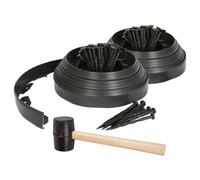 Harbour Housewares Garden Edging Kit 20M X 4Cm Black Plastic Border With 80 Pegs & Rubber Mallet For Easy Diy Lawn Setup