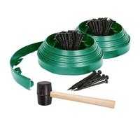 Harbour Housewares Garden Edging Kit 20M X 4Cm Green Plastic Border With 80 Pegs & Rubber Mallet For Diy Landscaping