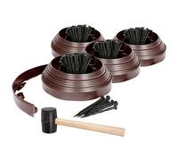 Harbour Housewares Garden Edging Kit 40M X 4Cm Brown Plastic With 160 Pegs & Mallet - Flexible Border For Patios & Flowerbeds
