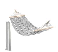 Harbour Housewares Garden Hammock with Spreader Bars - Grey/White Stripe - Outdoor Garden Camping Hammock Seat with Durable Fabric for Camping, Beaches