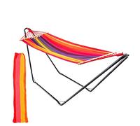 Harbour Housewares Garden Hammock with Spreader Bars - Multi Stripe - Outdoor Garden Camping Hammock Seat with Durable Fabric for Camping, Beaches, Festivals