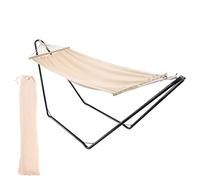 Harbour Housewares Garden Hammock with Spreader Bars - Natural - Outdoor Garden Camping Hammock Seat with Durable Fabric for Camping, Beaches, Festivals