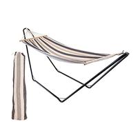 Harbour Housewares Garden Hammock with Spreader Bars - Navy Stripe - Outdoor Garden Camping Hammock Seat with Durable Fabric for Camping, Beaches, Festivals