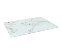 Harbour Housewares Glass Chopping Board - 50x40cm - White Marble Pattern - Large Dining Place Mats Cutting Mat Worktop Saver for Kitchen Cooking, Baking, Vegetable Preparation