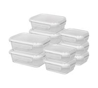 Harbour Housewares Glass Food Storage Containers Set with Lids - 2 Sizes - Clear/White - 10pc Reusable Airtight Meal Prep Lunch Box Takeaway Cereal Pantry Tubs Set | Safe for Freezer and Microwave