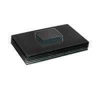 Harbour Housewares Glass Placemats & Coasters Set - 12pc - Black - 30x20cm - Dining Table Protection Place Mats Cup Drink Coasters for Tabletops, Worktops