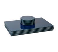 Harbour Housewares Glass Placemats & Coasters Set - 12pc - Blue - 30x20cm