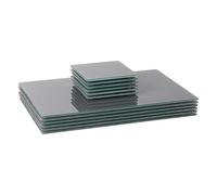 Harbour Housewares Glass Placemats & Coasters Set - 12pc - Grey - 30x20cm