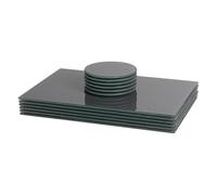 Harbour Housewares Glass Placemats & Coasters Set - 12pc - Grey - 30x20cm - Dining Table Protection Place Mats Cup Round Drink Coasters for Tabletops, Worktops