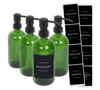 Harbour Housewares Glass Soap Dispensers with Labels - 500ml - Black - Pack of 4 in Green Harbour Housewares Green