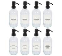 Harbour Housewares Glass Soap Dispensers With Labels - 500Ml - Clear/white - Pack Of 8
