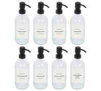 Harbour Housewares Glass Soap Dispensers with Labels - 500ml - White - Pack of 8 in Clear Harbour Housewares Clear