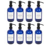 Glass Soap Dispensers with Labels - 500ml - White - Pack of 8 Harbour Housewares Blue One Size