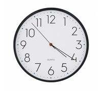 Harbour Housewares Glass Wall Clock - 30cm - Black - 1x Large Round Quartz Ticking Modern Analogue Kitchen Living Room Bedroom Office Bathroom Clocks with Second Hand