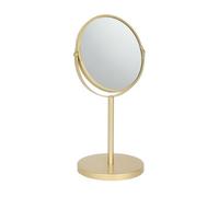 Harbour Housewares Pedestal Mirror - 2x Magnifying - Gold Stand - 18.5 x 34.5cm - Round Freestanding Bedroom Table Vanity Makeup Mirror for Bedroom, Bathroom