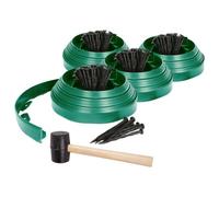 Harbour Housewares Green Garden Edging Kit 40M X 4Cm Plastic Lawn Border With 160 Pegs & Mallet - Flexible Landscaping Divider