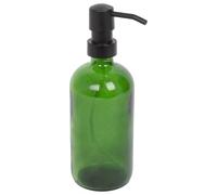 Harbour Housewares Green Glass Soap Dispenser 500ml - Refillable Hand Wash or Lotion Bottle with Black Pump - Bathroom and Kitchen Accessory for Sink Countertops, Spa Décor or Home Organisation