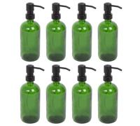 Harbour Housewares Glass Soap Dispensers - Green - 8 Pack - 500ml Refillable Soap Dispensers Hand and Dish Soap Pump Dispenser for Bathroom, Kitchen, Laundry Room