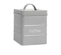 Harbour Housewares Grey Coffee Canister - Retro Metal Storage Tin with Airtight Lid for Ground Coffee & Beans Vintage Kitchen Food Caddy Container Jar Stylish Organiser for Home