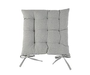 Harbour Housewares Grey Seat Pad for Dining Chair - 40 x 40cm - Square Garden Seat Cushions with Ties Soft Padded Pillow Indoor Kitchen Cushion Outdoor Patio Garden Chair Pads
